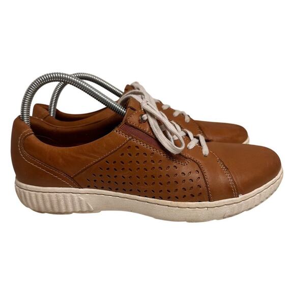 Clarks Collection Caroline Ella Leather Casual Sneakers Sz 10 M Cognac Comfort - Picture 5 of 16